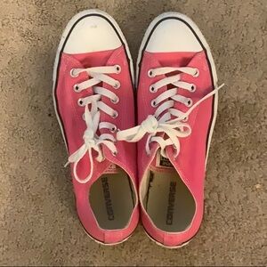Pink Converse with black detail